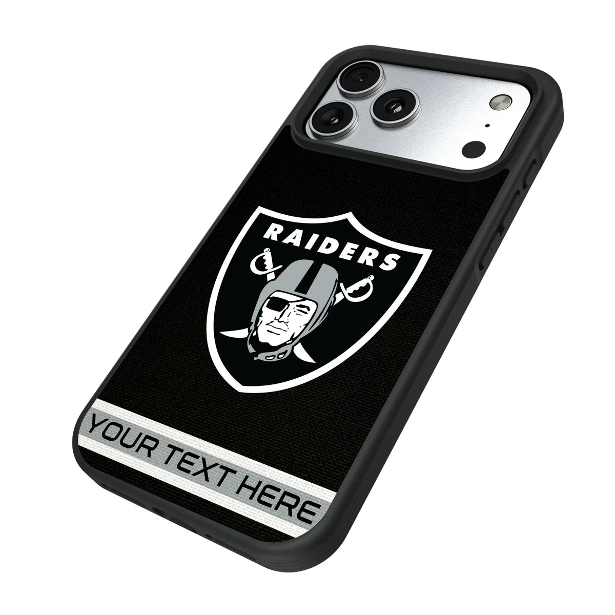 Las Vegas Raiders Personalized Stripe iPhone Bump Phone Case for Apple iPhone - Isometric View#Device_iPhone 17 Pro Max