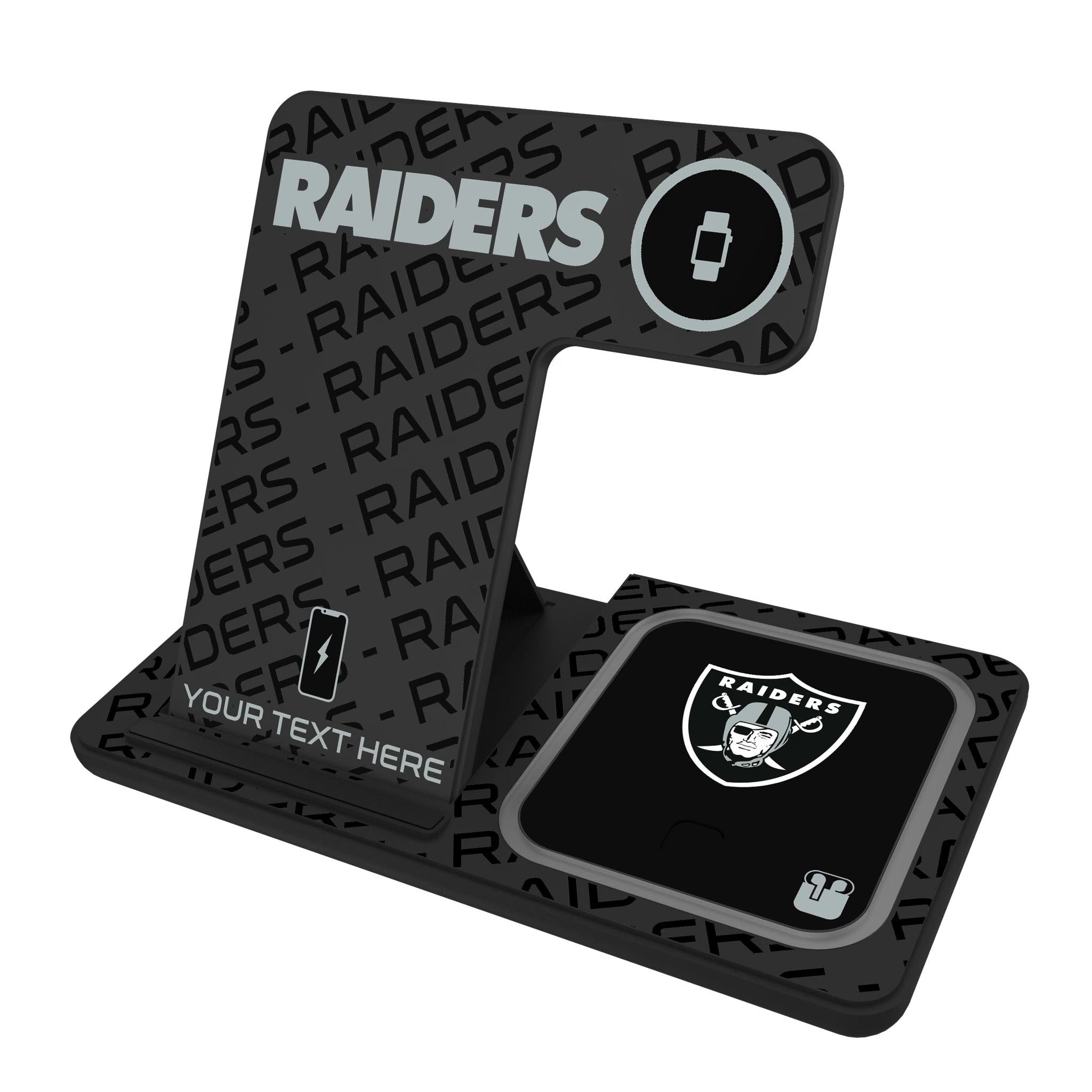 Las Vegas Raiders Personalized Tilt 3 in 1 Charging Station