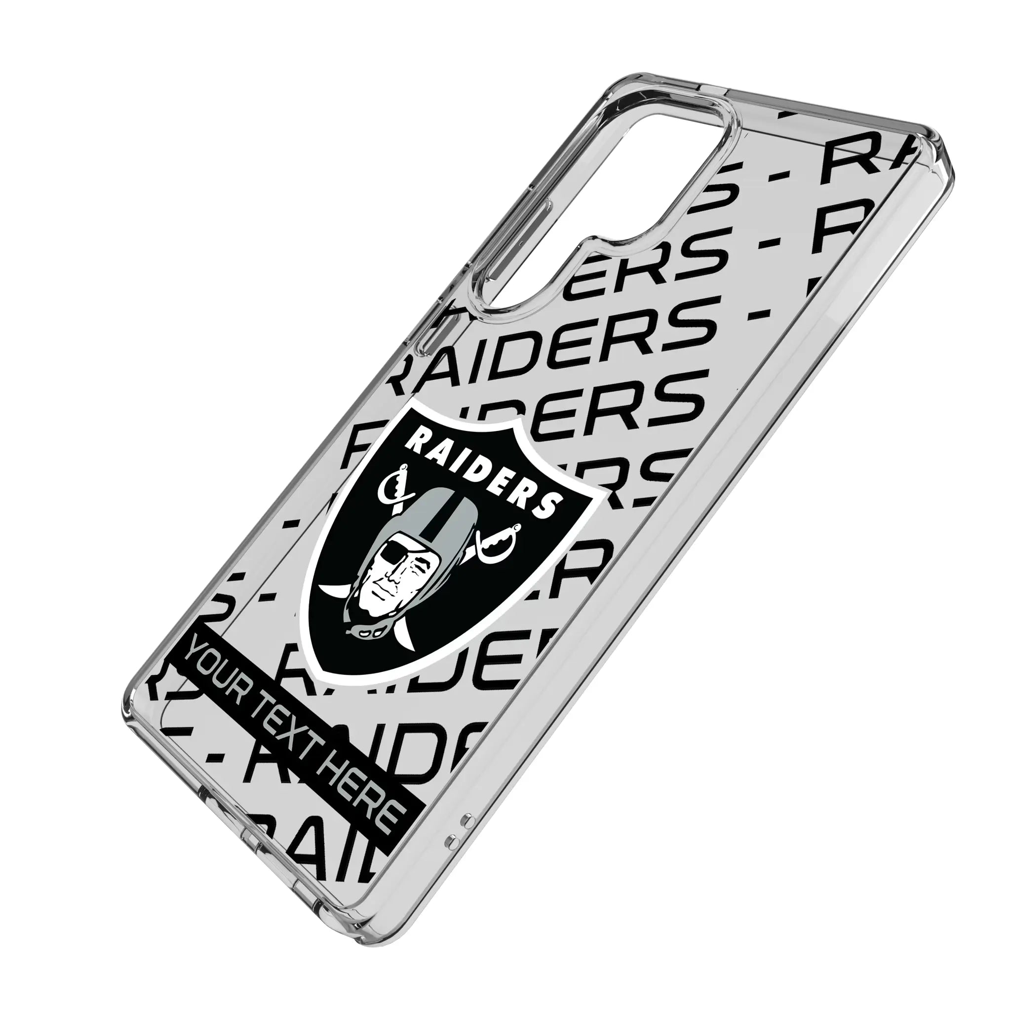 Las Vegas Raiders Personalized Tilt Galaxy Clear Phone Case for Samsung Galaxy - Isometric View#Device_Galaxy S25 Ultra