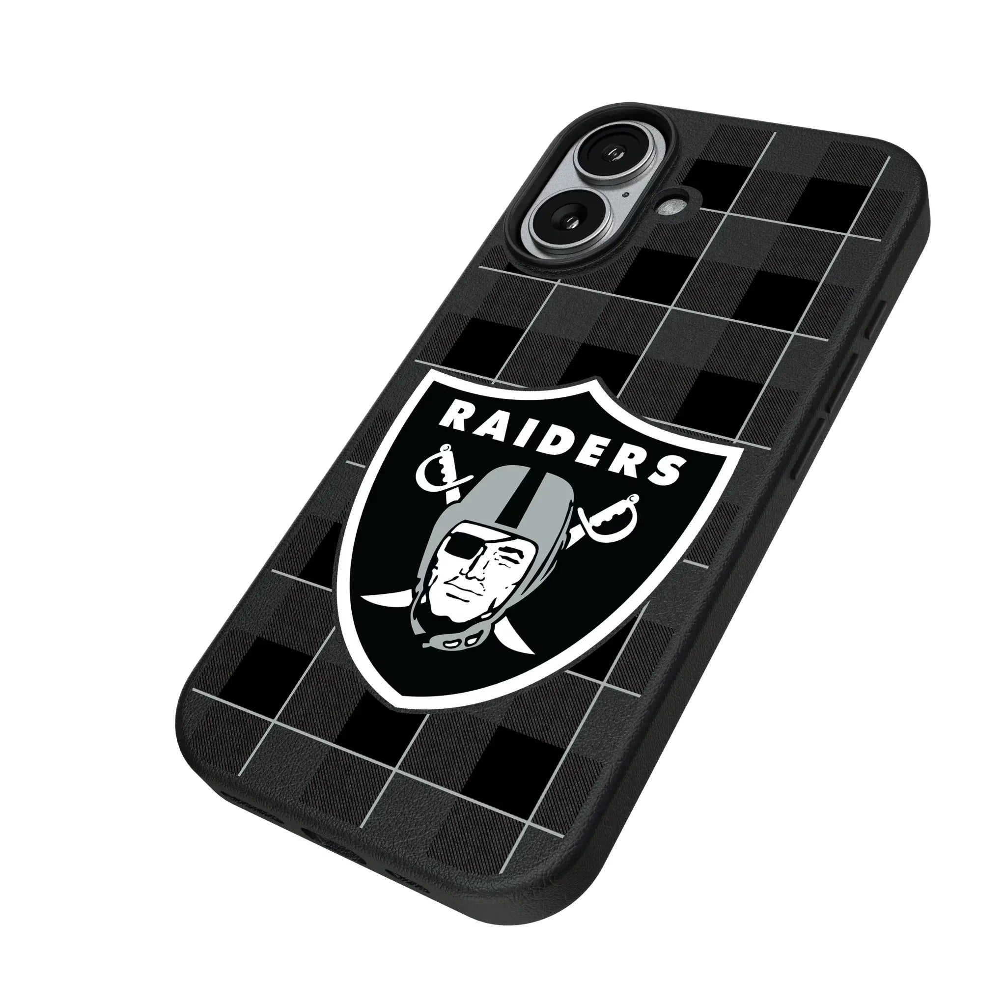 Las Vegas Raiders Plaid iPhone MagSafe Compatible Phone Case for Apple iPhone - Isometric View#Device_iPhone 17