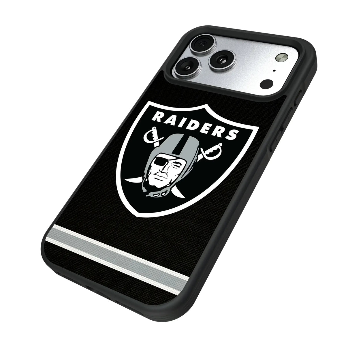 Las Vegas Raiders Stripe iPhone Bump Phone Case for Apple iPhone - Isometric View#Device_iPhone 17 Pro Max