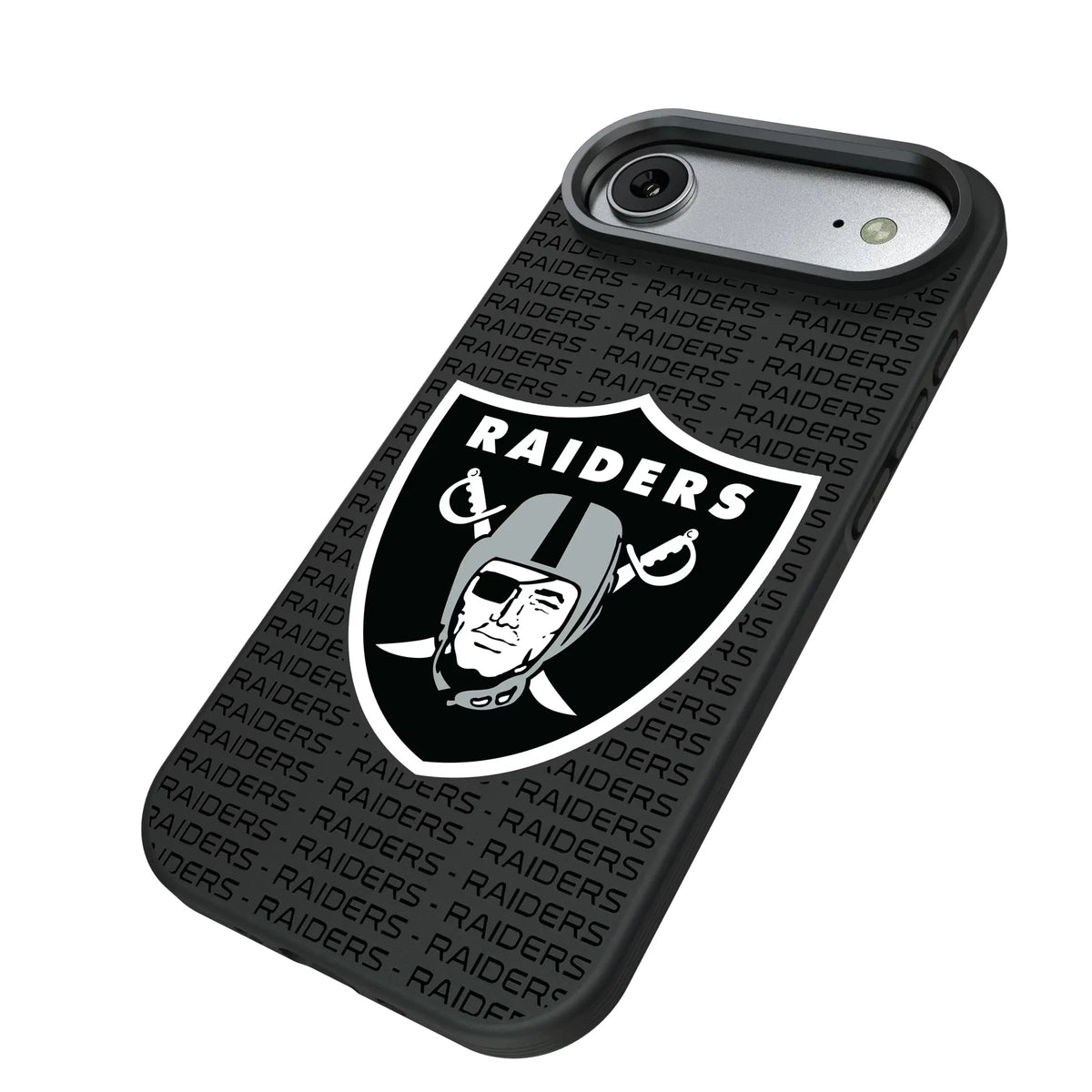 Las Vegas Raiders Text Backdrop iPhone Bump Phone Case for Apple iPhone - Isometric View#Device_iPhone Air