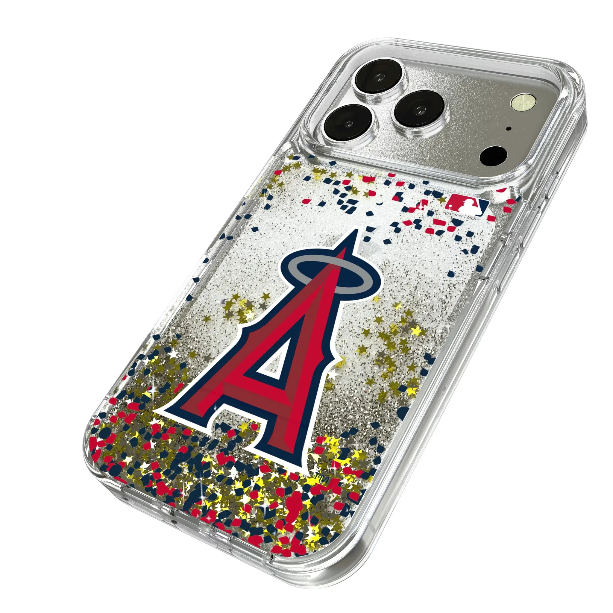 Los Angeles Angels Confetti iPhone Glitter Phone Case for Apple iPhone - Isometric View