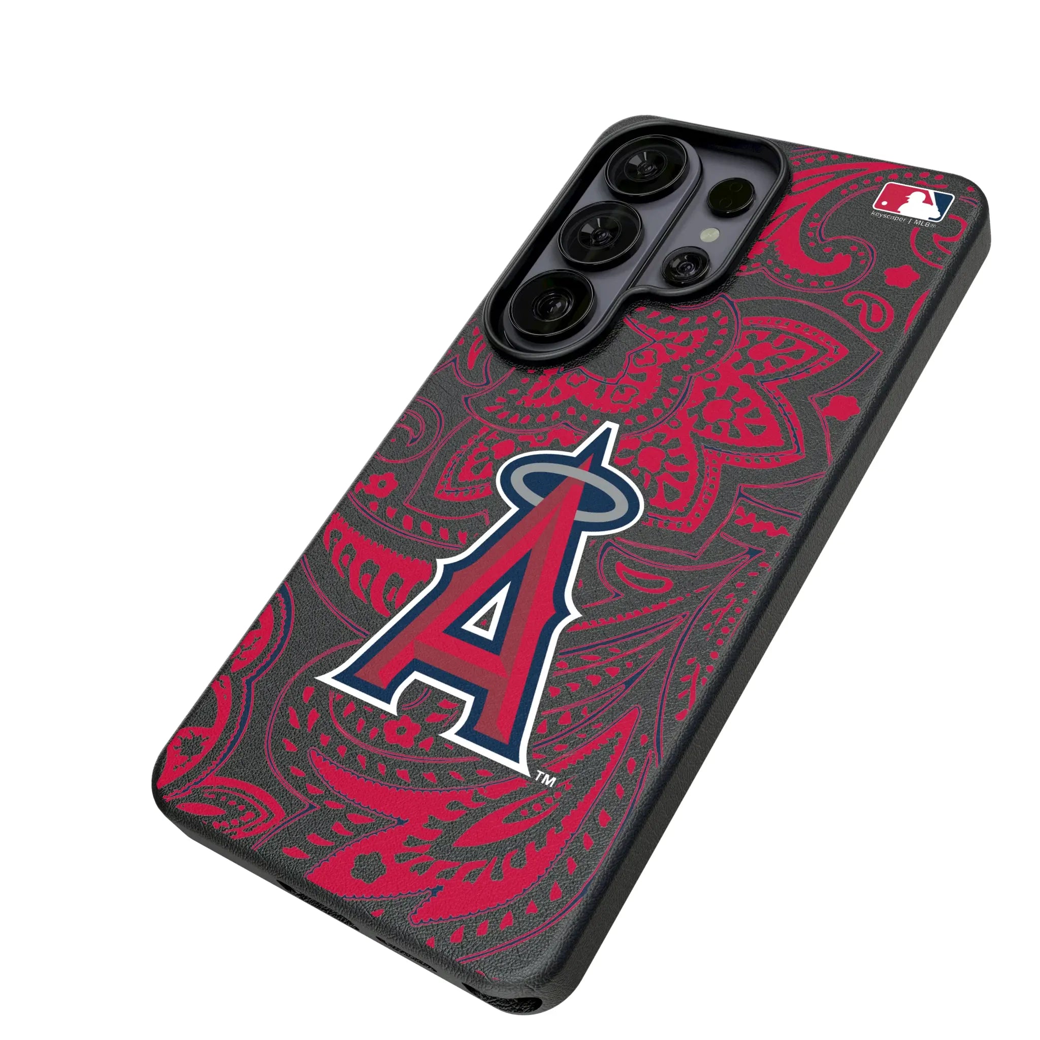 Los Angeles Angels Paisley Galaxy MagSafe Compatible Phone Case for Samsung Galaxy - Isometric View#Device_Galaxy S26 Ultra