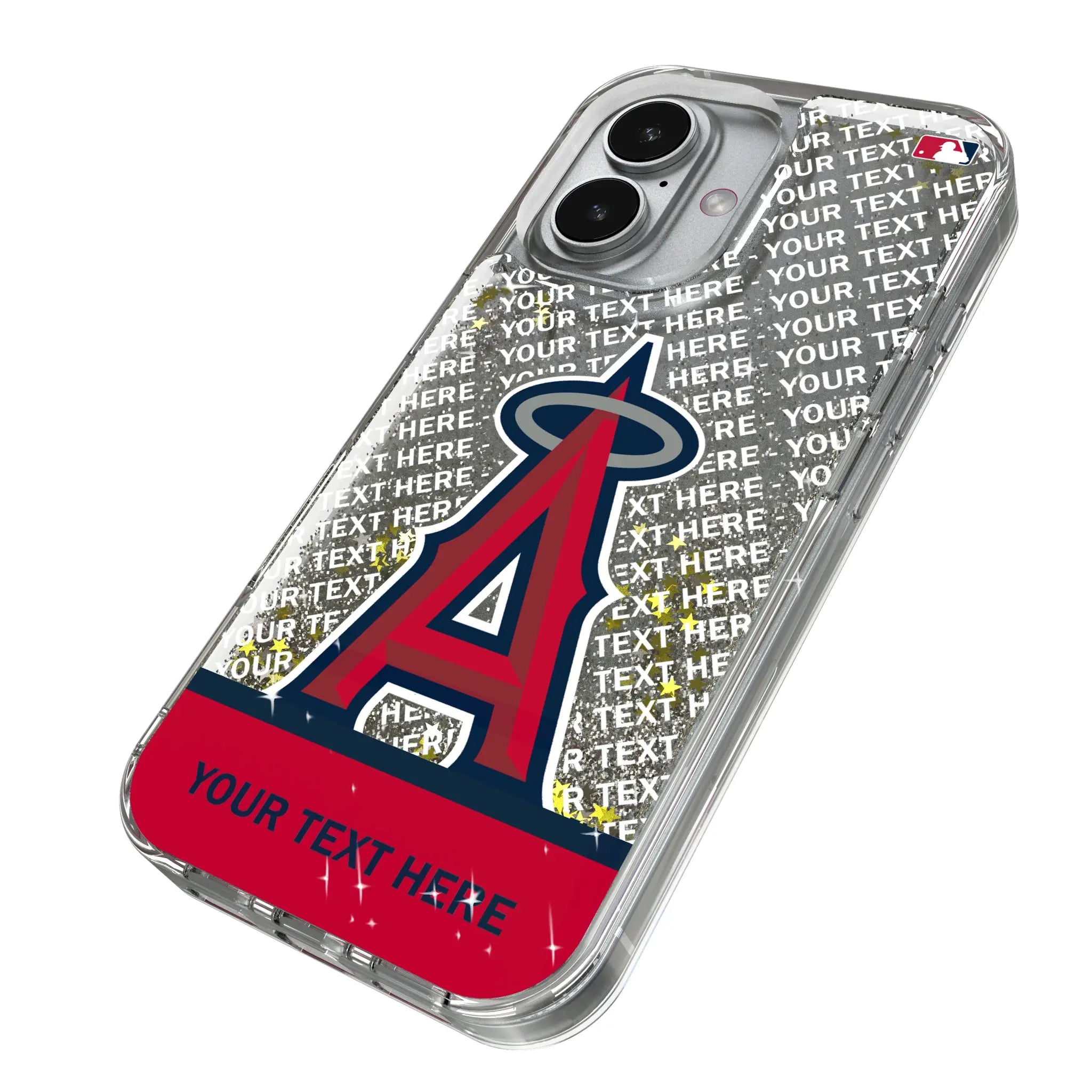 Los Angeles Angels Personalized EndZone Plus iPhone Glitter Phone Case for Apple iPhone - Isometric View