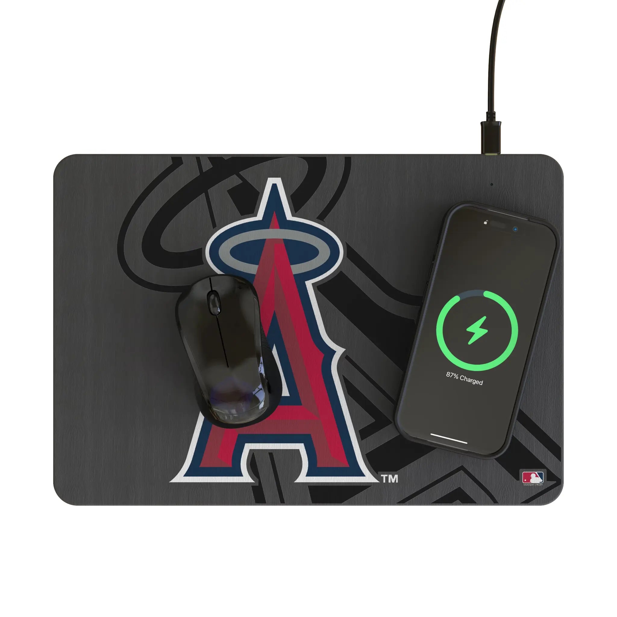Los Angeles Angels Personalized Tilt 15-Watt Wireless Charger and Mouse Pad - Lifestyle