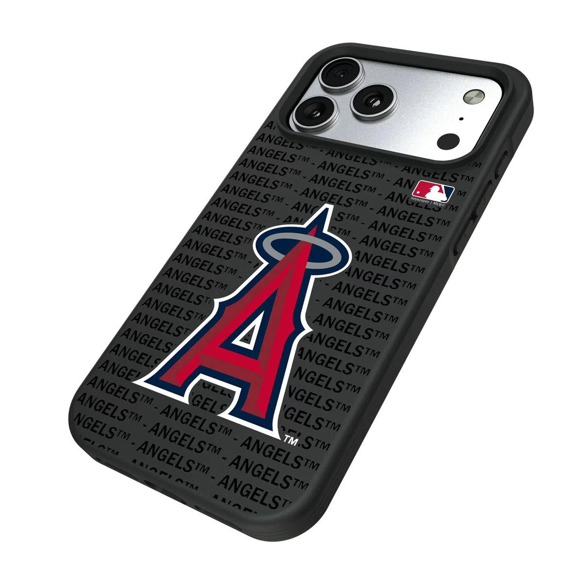 Los Angeles Angels Text Backdrop iPhone Bump Phone Case for Apple iPhone - Isometric View#Device_iPhone 17 Pro Max