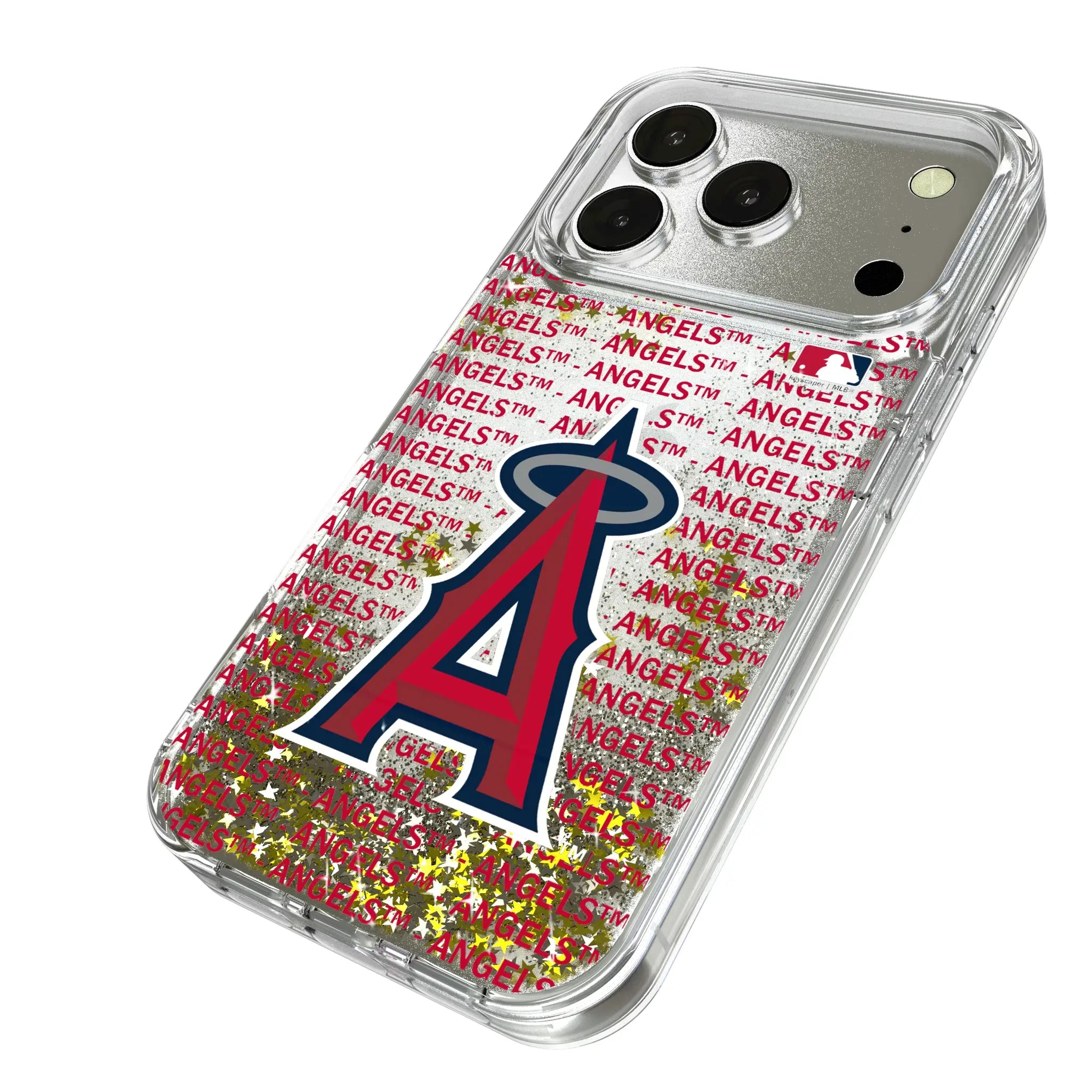 Los Angeles Angels Text Backdrop iPhone Glitter Phone Case for Apple iPhone - Isometric View