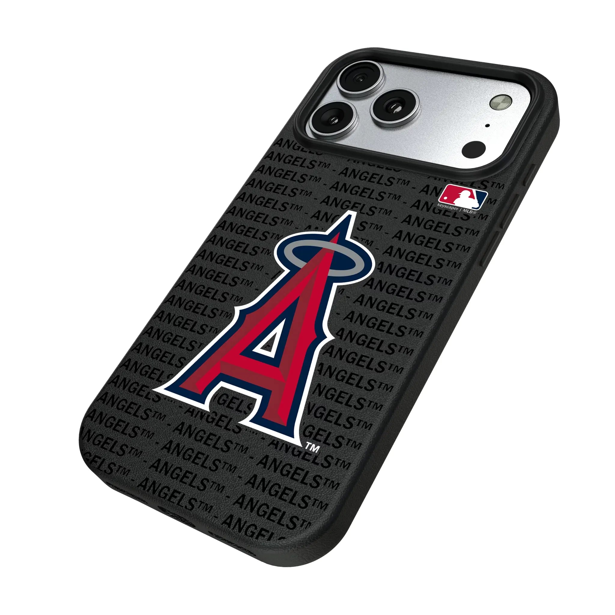 Los Angeles Angels Text Backdrop iPhone MagSafe Compatible Phone Case for Apple iPhone - Isometric View#Device_iPhone 17 Pro Max