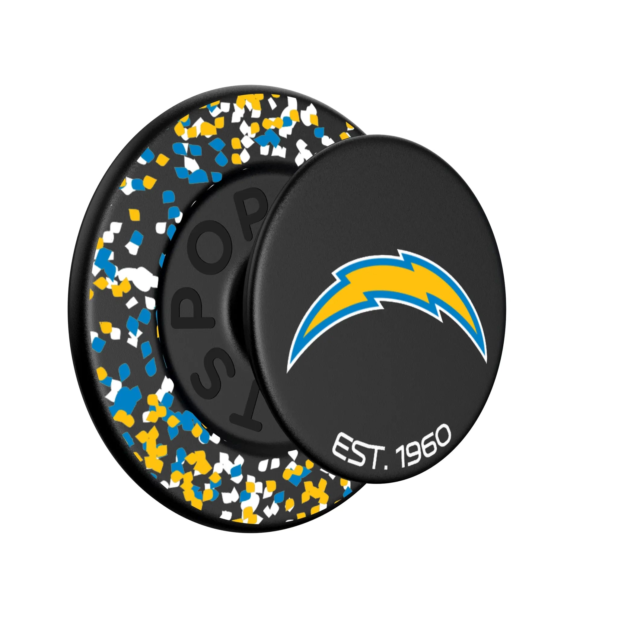 Los Angeles Chargers Confetti Popsockets Round Magnetic - Isometric View