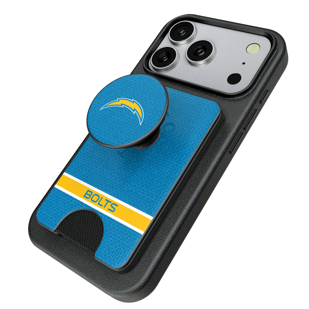 Los Angeles Chargers Endzone Solid Popsockets Wallet Magnetic - Isometric View
