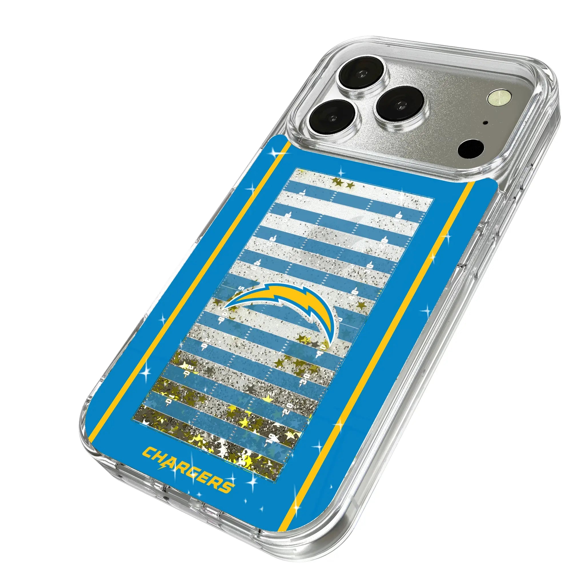 Los Angeles Chargers Field iPhone Glitter Phone Case for Apple iPhone - Isometric View