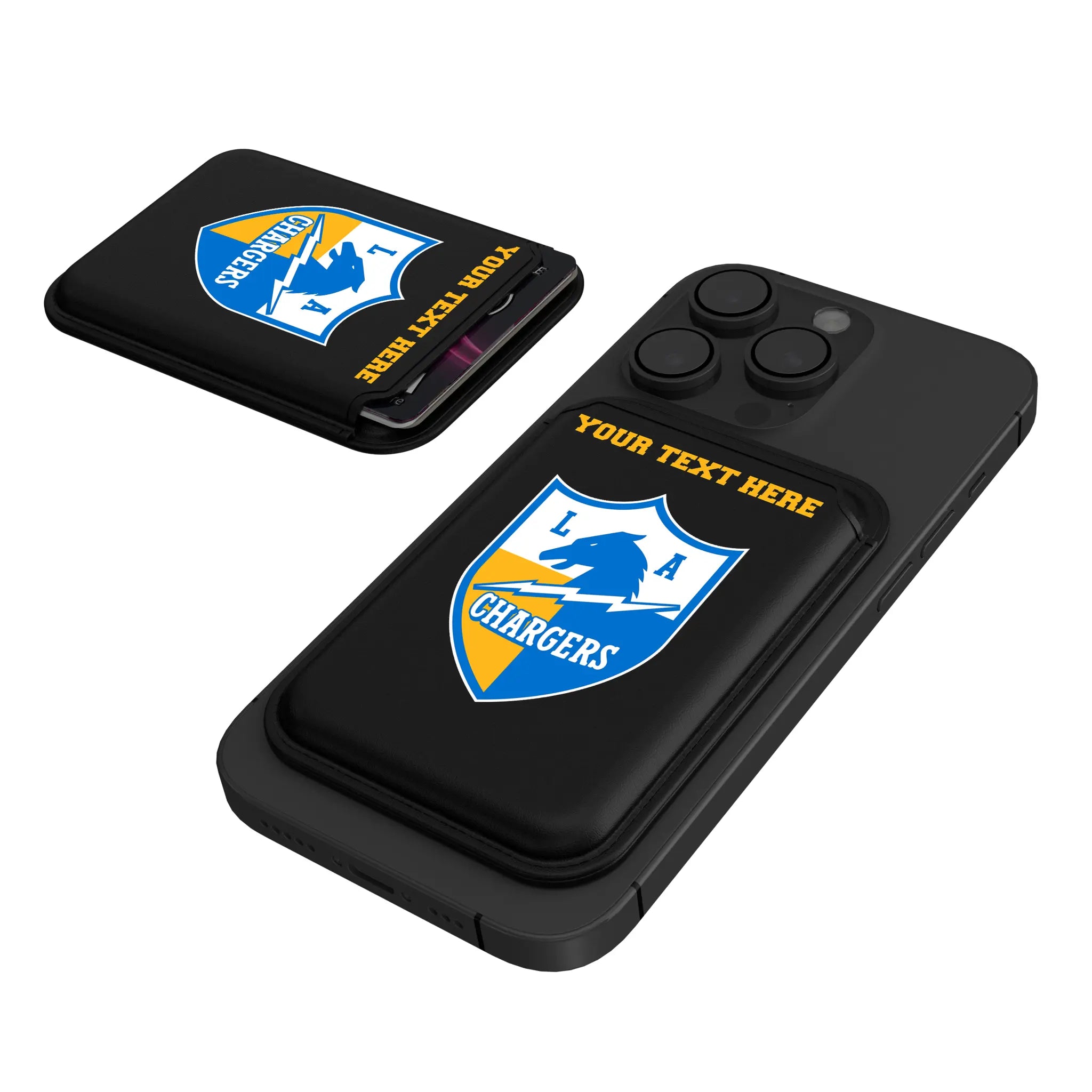 Los Angeles Chargers Historic Collection Personalized Insignia Black Magnetic Credit Card Wallet