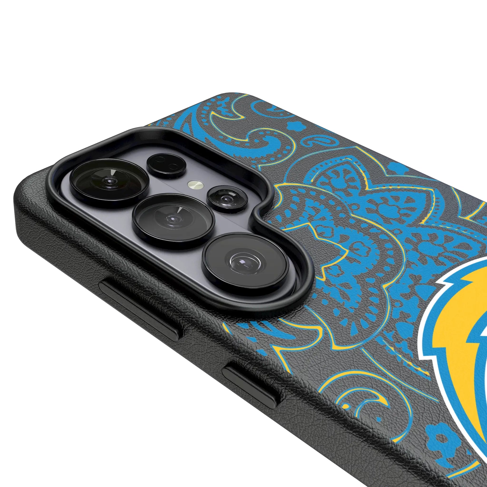 Los Angeles Chargers Paisley Galaxy MagSafe Compatible Phone Case for Samsung Galaxy - Detail#Device_Galaxy S26 Ultra
