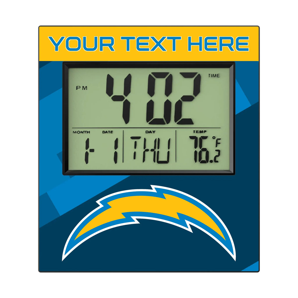 Los Angeles Chargers Personalized Color Block Wall Clock