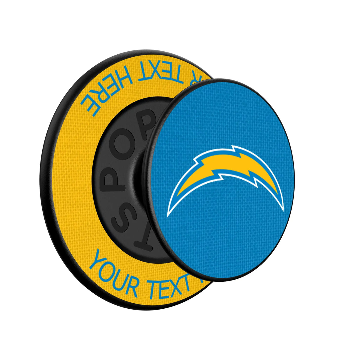 Los Angeles Chargers Personalized Endzone Solid Popsockets Round Magnetic - Isometric View