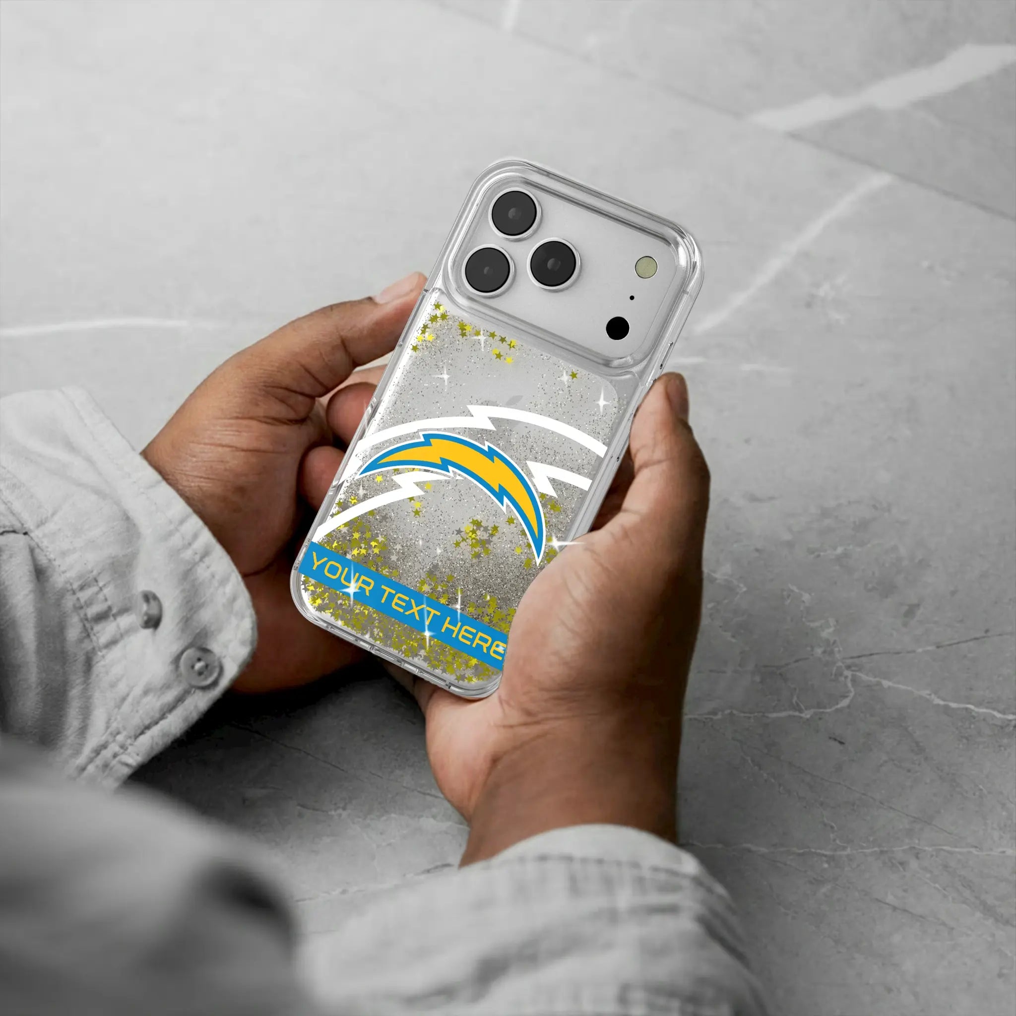 Los Angeles Chargers Personalized Tilt iPhone Glitter Phone Case for Apple iPhone - Lifestyle#Device_iPhone 17 Pro
