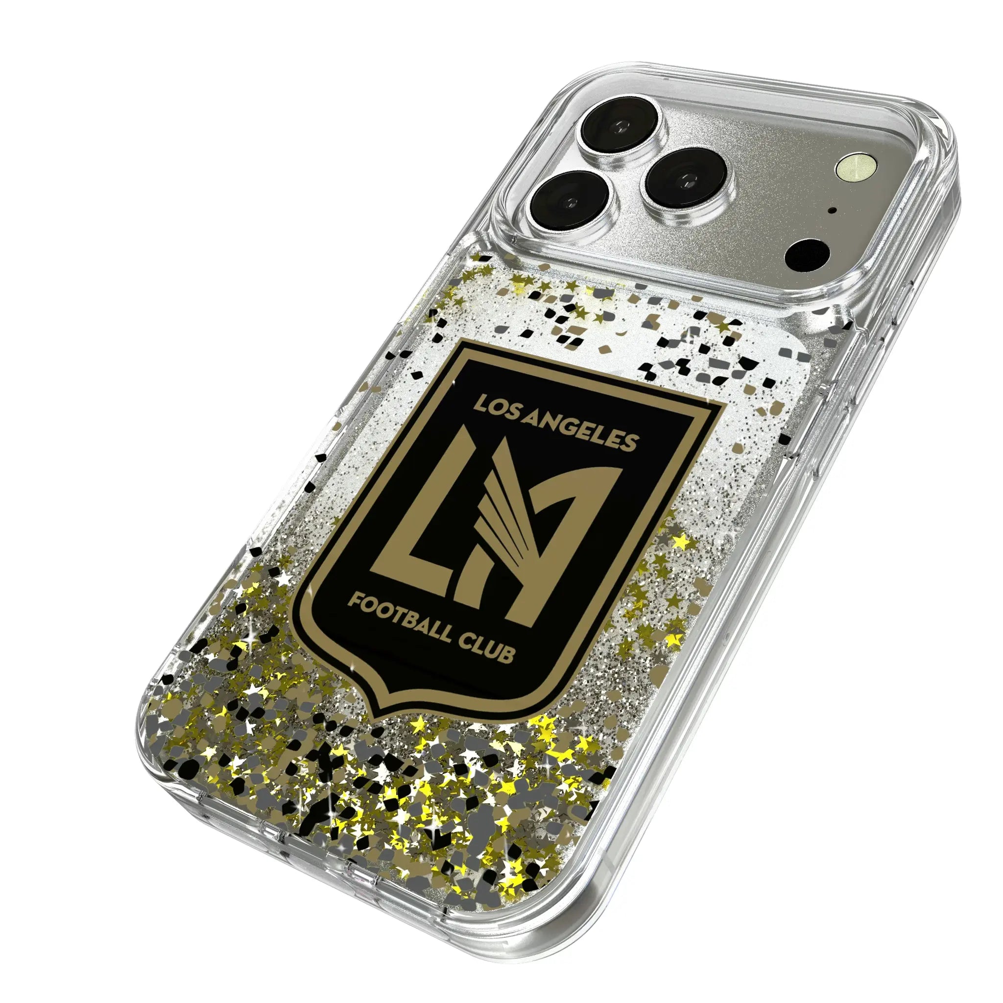 Los Angeles Football Club Confetti iPhone Glitter Phone Case for Apple iPhone - Isometric View
