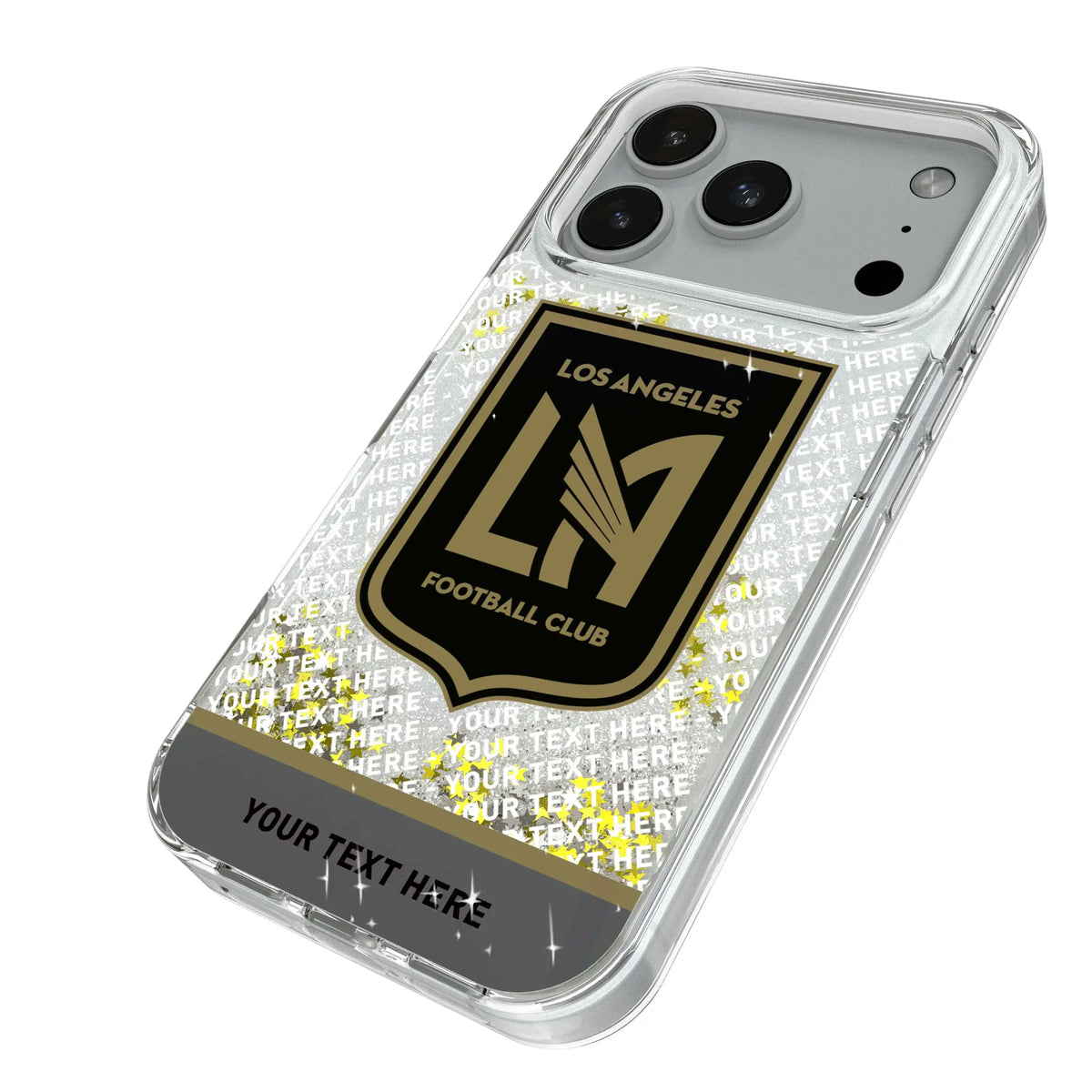 Los Angeles Football Club Personalized EndZone Plus iPhone Glitter Phone Case for Apple iPhone - Isometric View#Device_iPhone 18 Pro