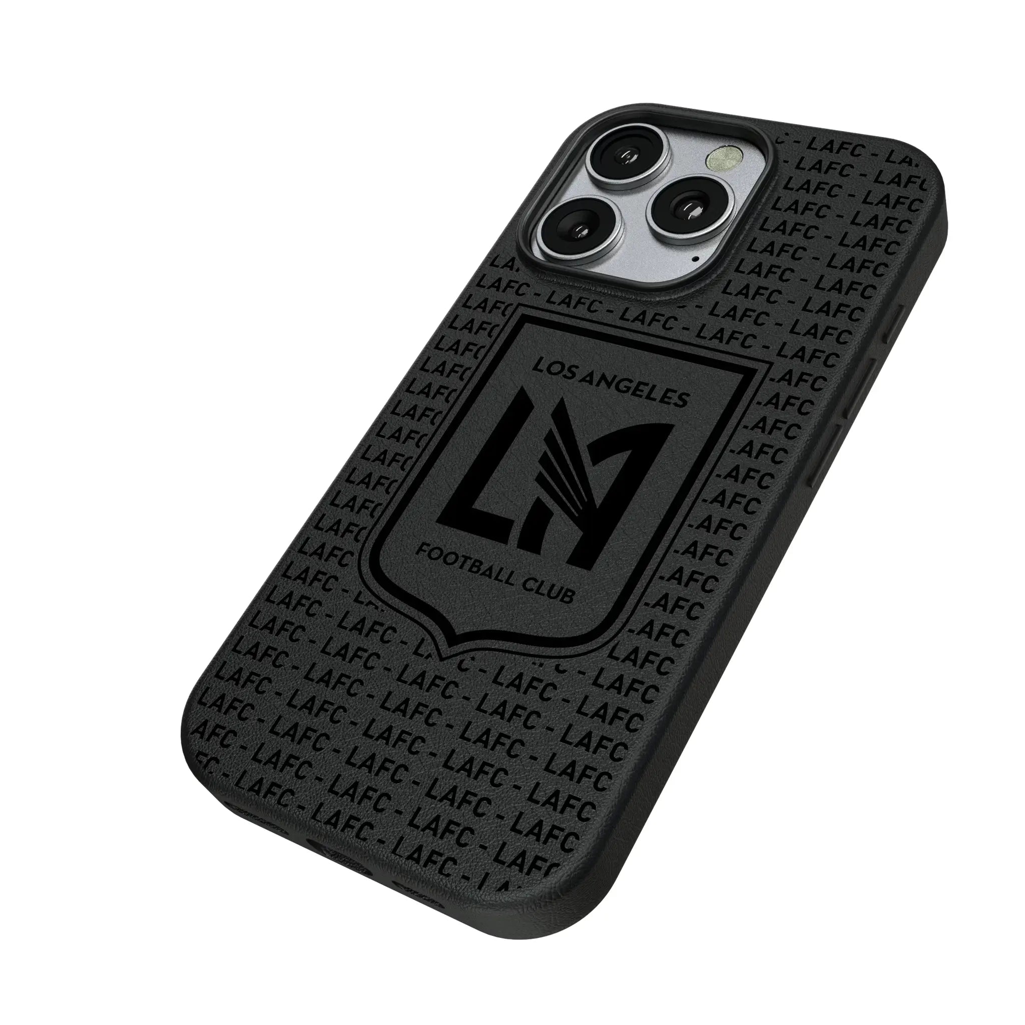 Los Angeles Football Club Text Backdrop iPhone MagSafe Compatible Phone Case for Apple iPhone - Isometric View