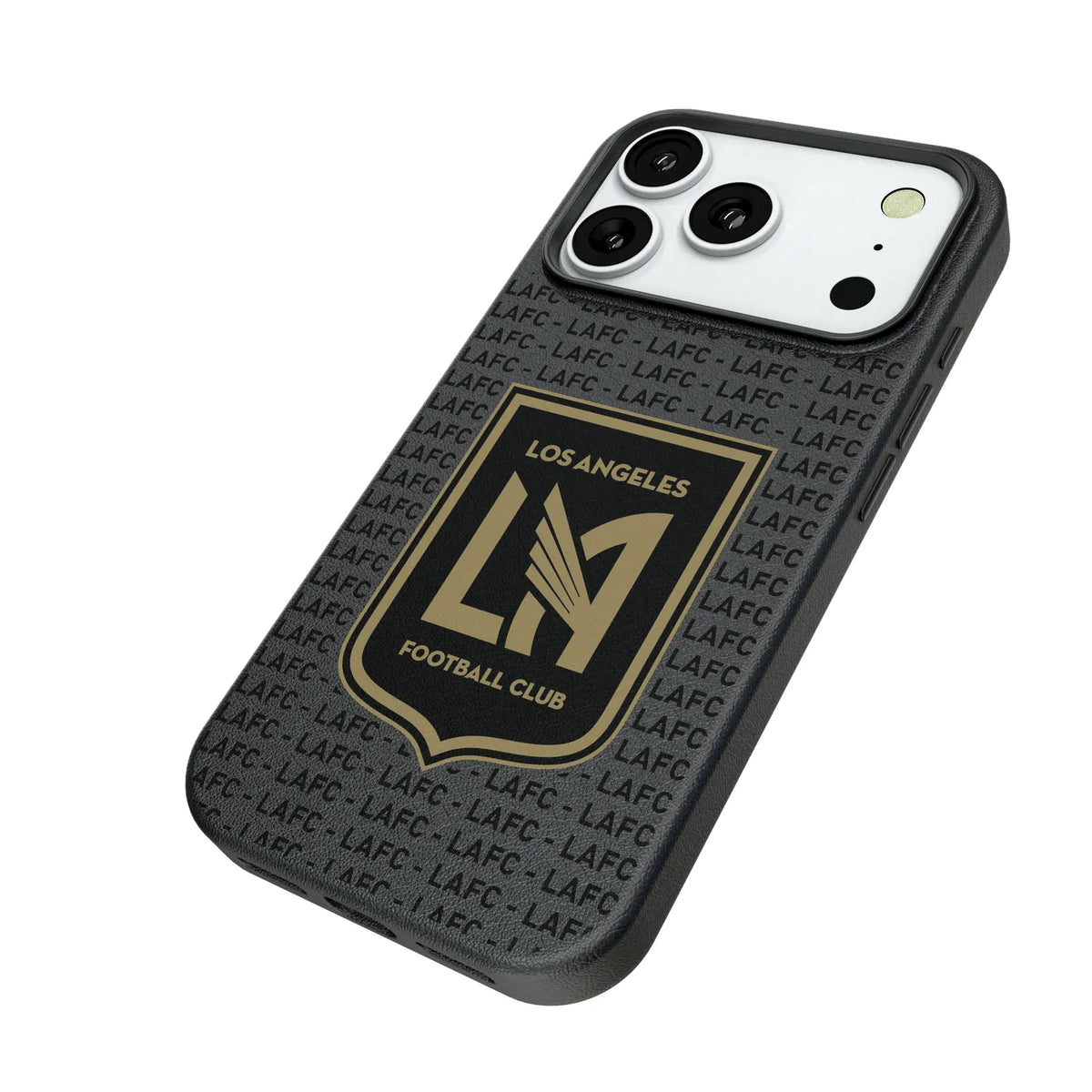 Los Angeles Football Club Text Backdrop iPhone MagSafe Compatible Phone Case for Apple iPhone - Isometric View#Device_iPhone 18 Pro