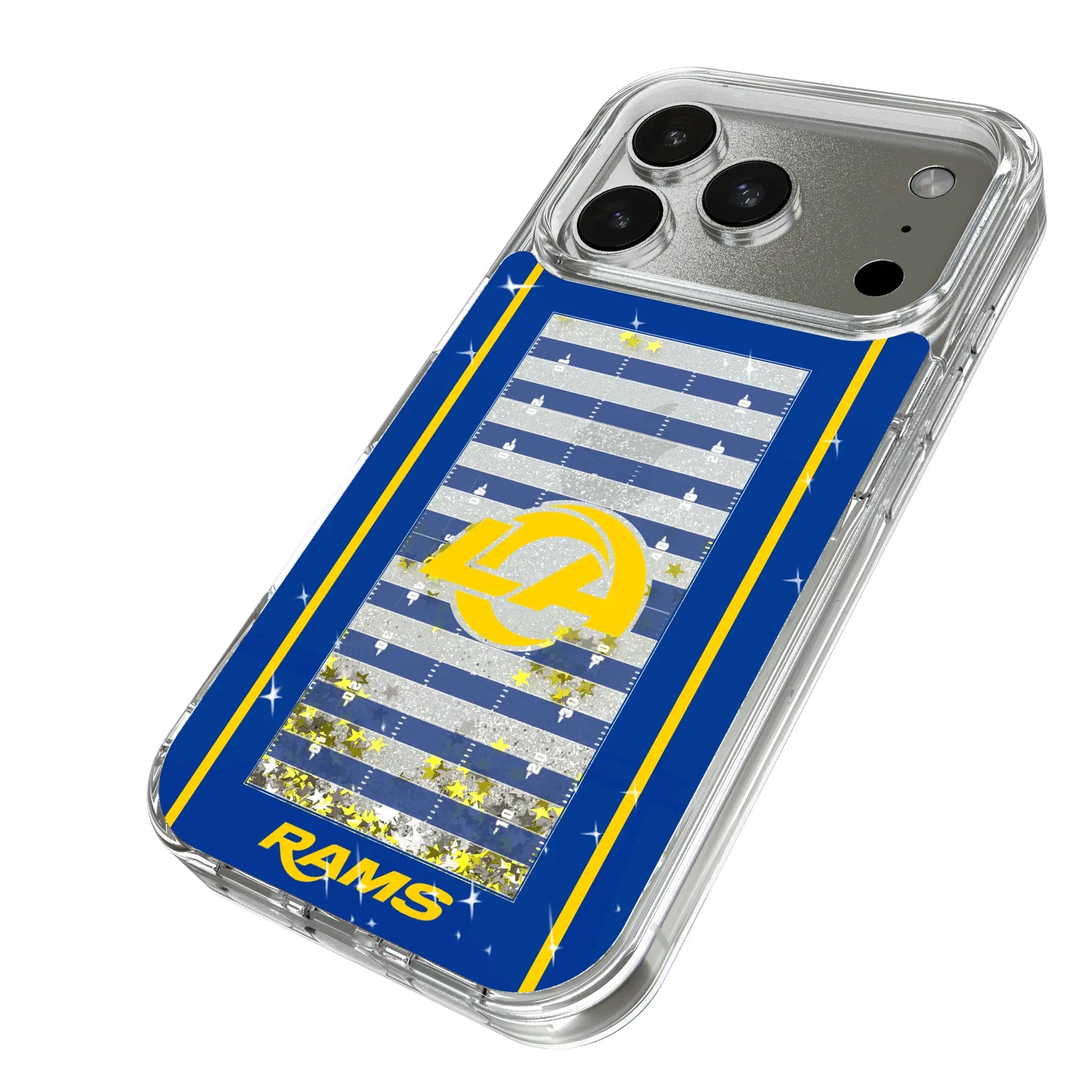 Los Angeles Rams Field iPhone Glitter Phone Case for Apple iPhone - Isometric View