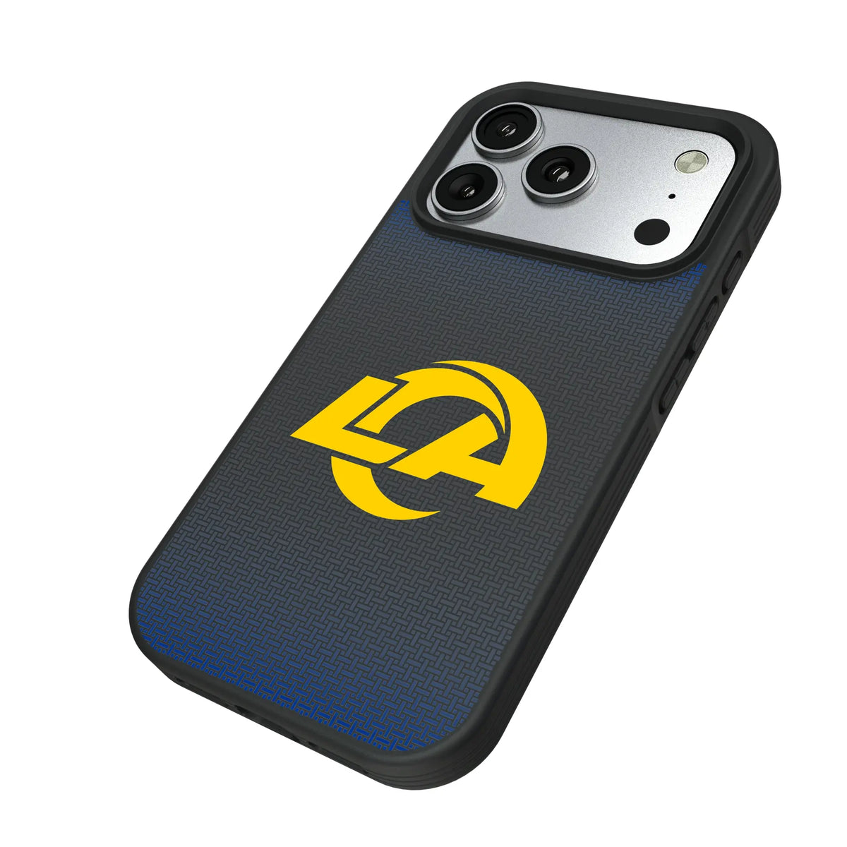 Los Angeles Rams Linen iPhone Bump Phone Case for Apple iPhone - Isometric View#Device_iPhone 17 Pro