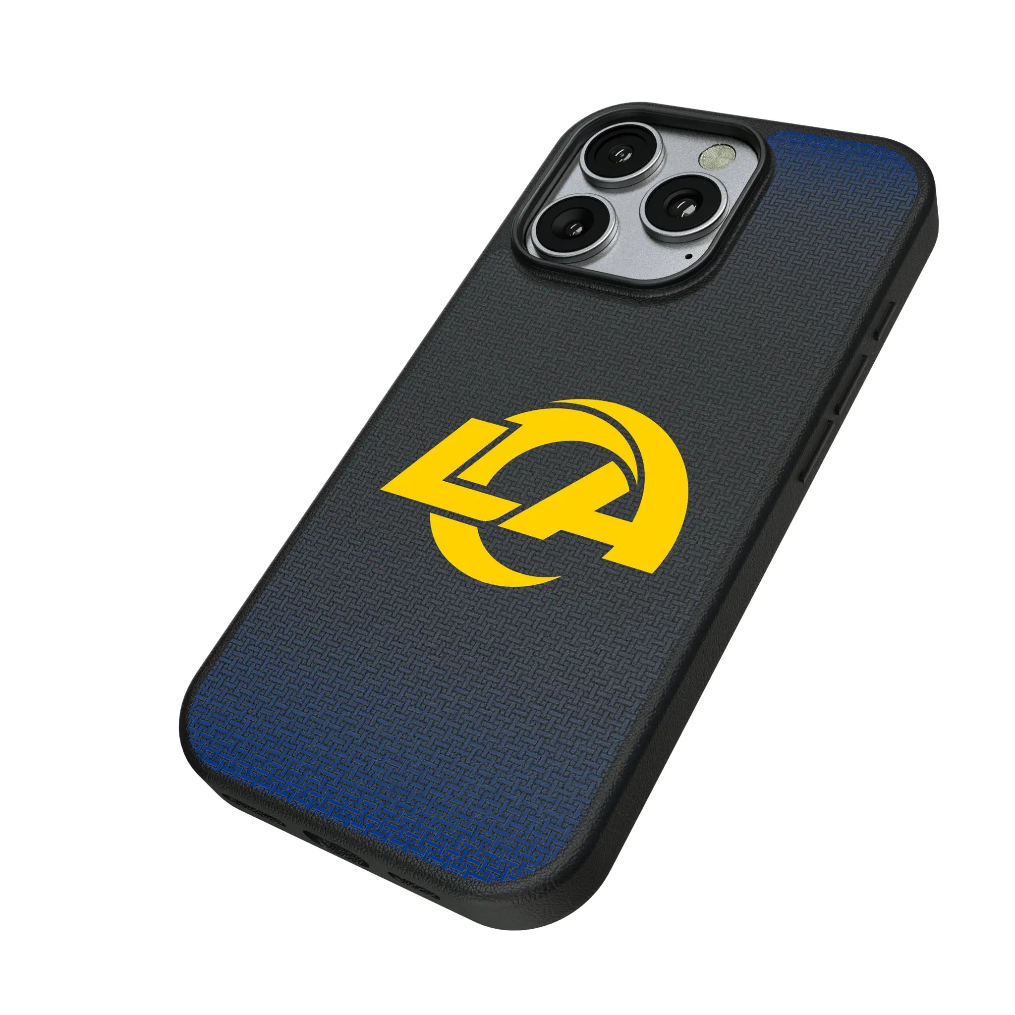 Los Angeles Rams Linen iPhone MagSafe Compatible Phone Case for Apple iPhone - Isometric View
