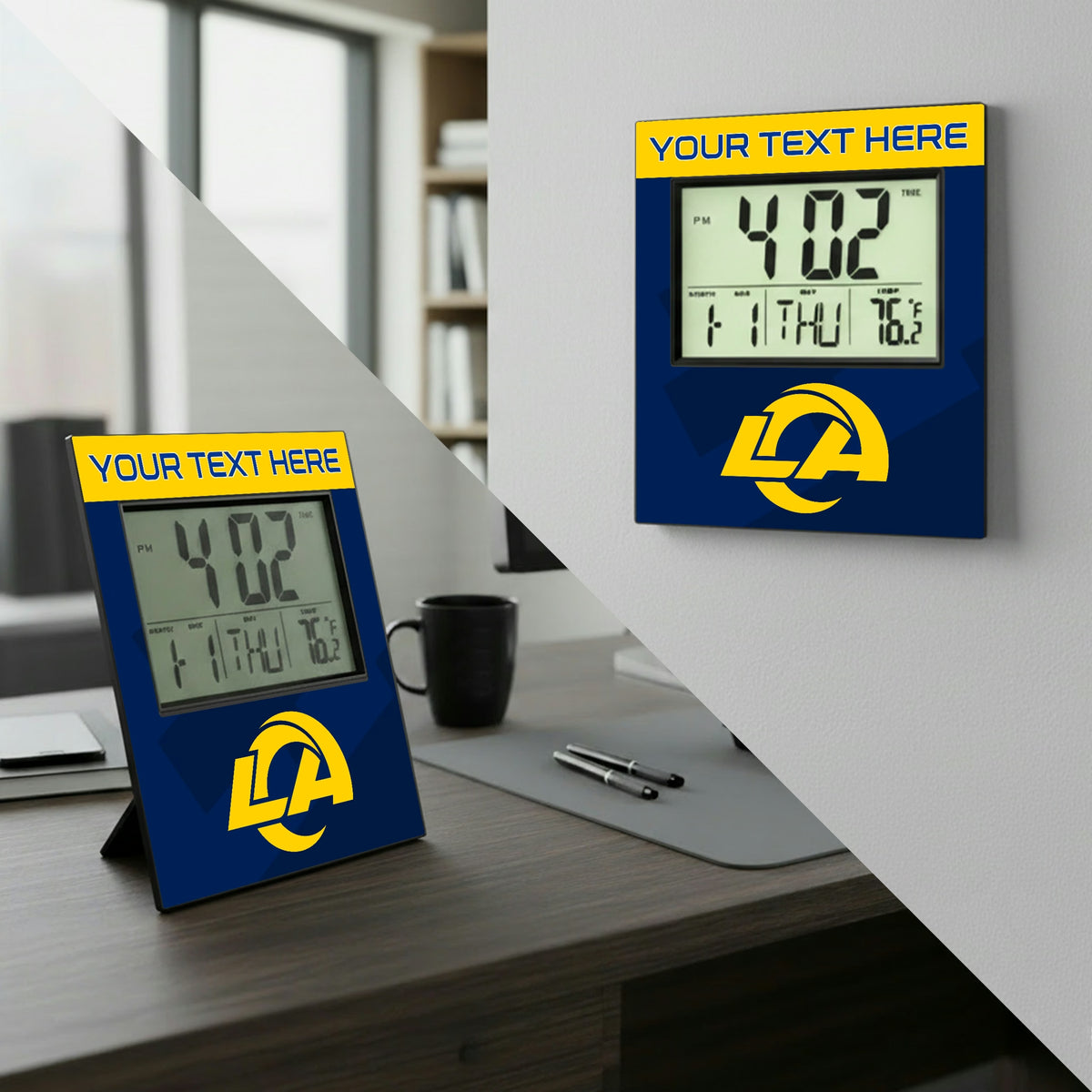 Los Angeles Rams Personalized Color Block Wall Clock - Lifestyle