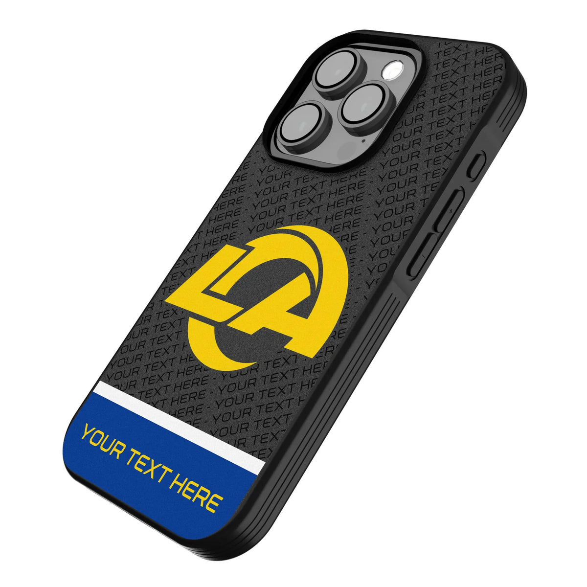 Los Angeles Rams Personalized EndZone Plus iPhone Bump Phone Case for Apple iPhone - Isometric View