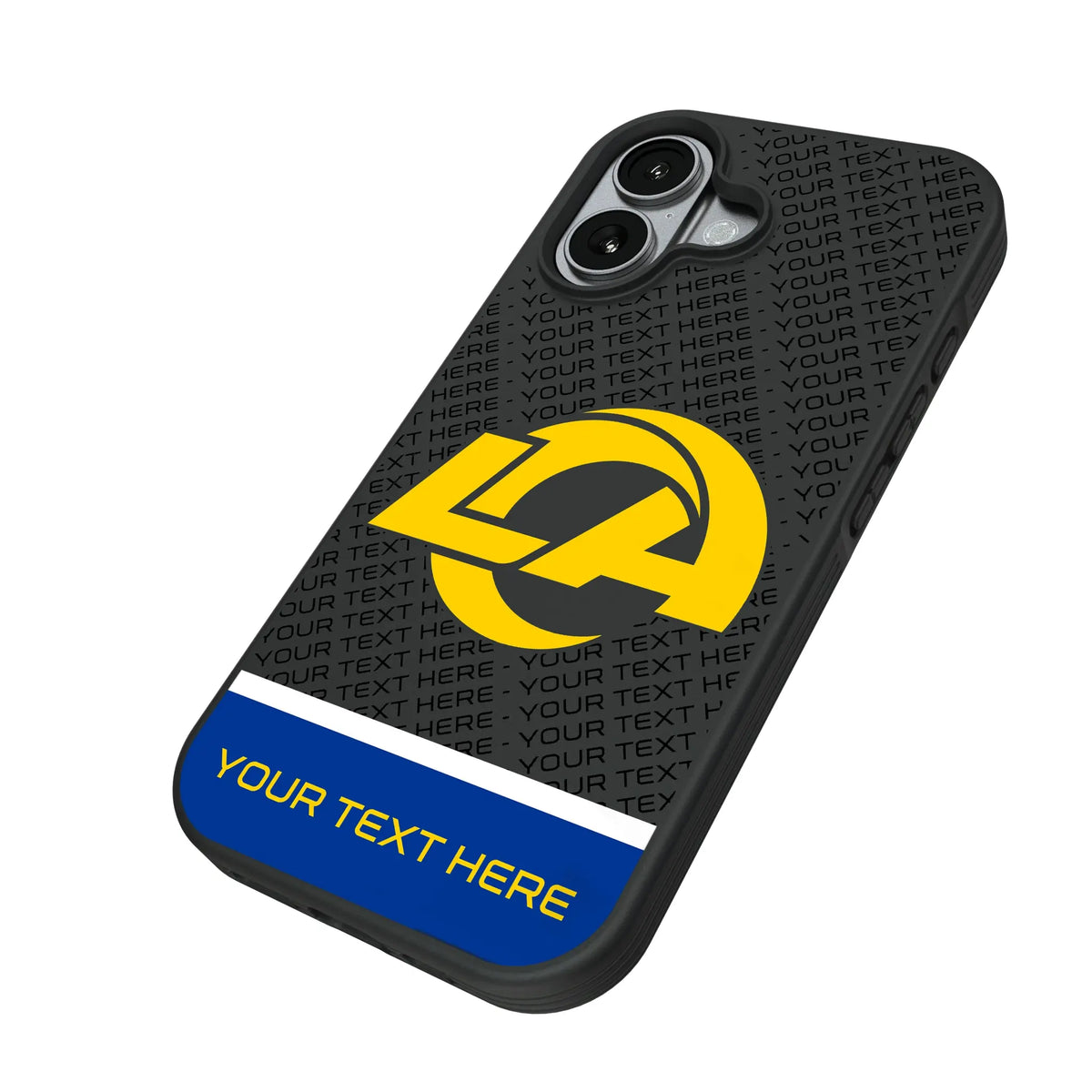 Los Angeles Rams Personalized EndZone Plus iPhone Bump Phone Case for Apple iPhone - Isometric View#Device_iPhone 17