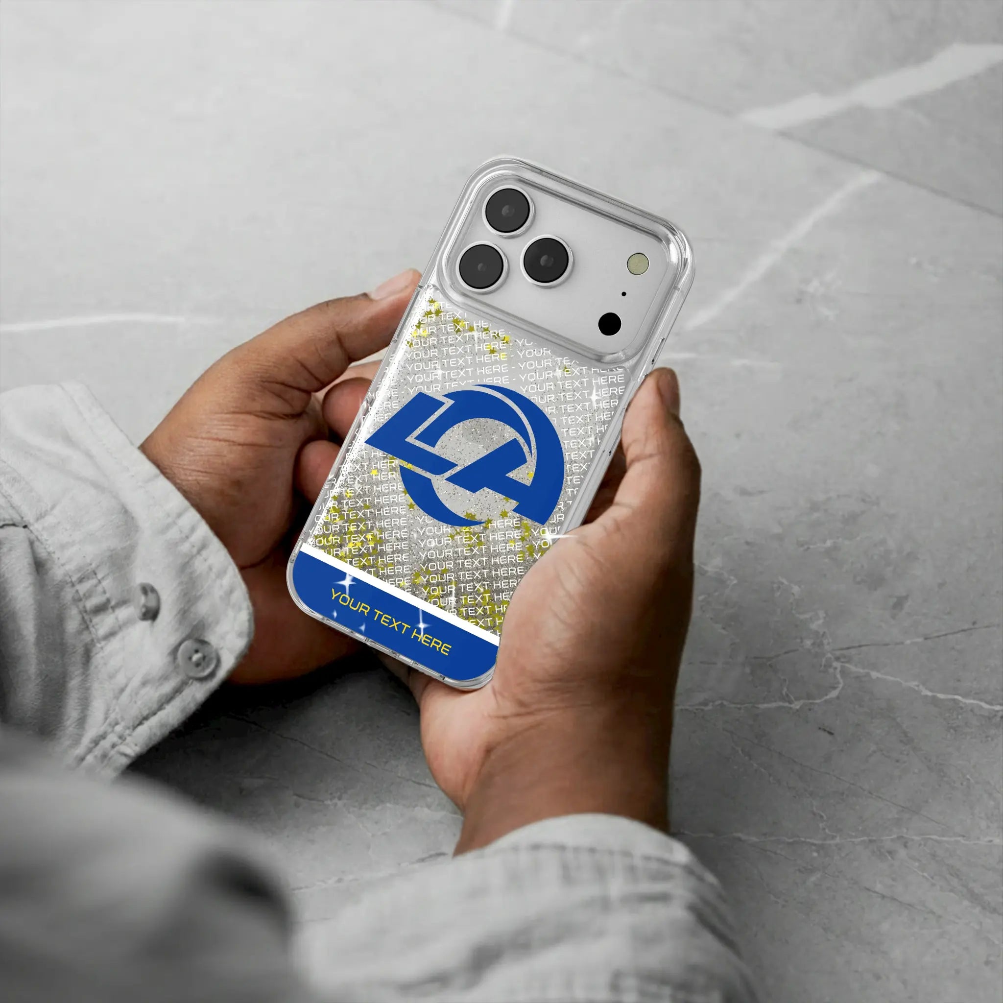 Los Angeles Rams Personalized EndZone Plus iPhone Glitter Phone Case for Apple iPhone - Lifestyle#Device_iPhone 17 Pro