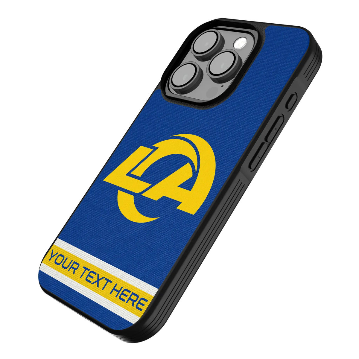 Los Angeles Rams Personalized Stripe iPhone Bump Phone Case for Apple iPhone - Isometric View