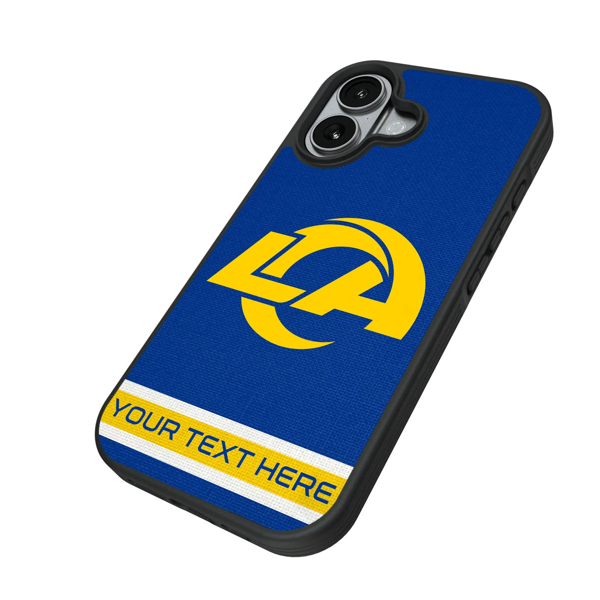 Los Angeles Rams Personalized Stripe iPhone Bump Phone Case for Apple iPhone - Isometric View#Device_iPhone 17