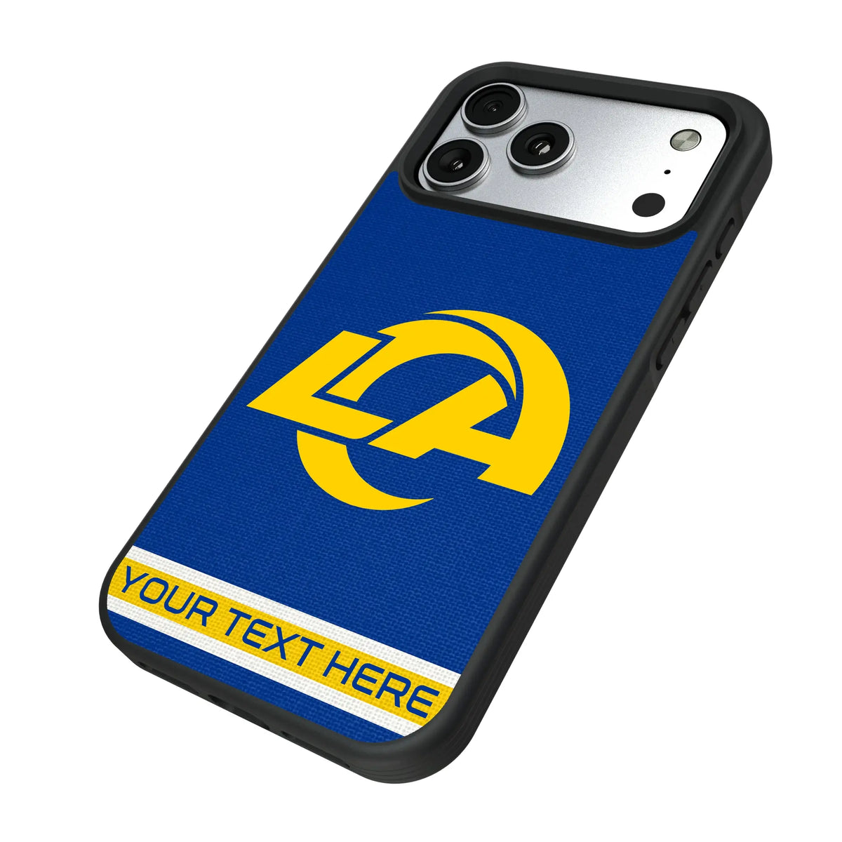 Los Angeles Rams Personalized Stripe iPhone Bump Phone Case for Apple iPhone - Isometric View#Device_iPhone 17 Pro Max