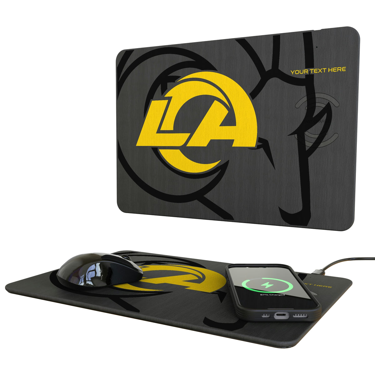 Los Angeles Rams Personalized Tilt 15-Watt Wireless Charger and Mouse Pad