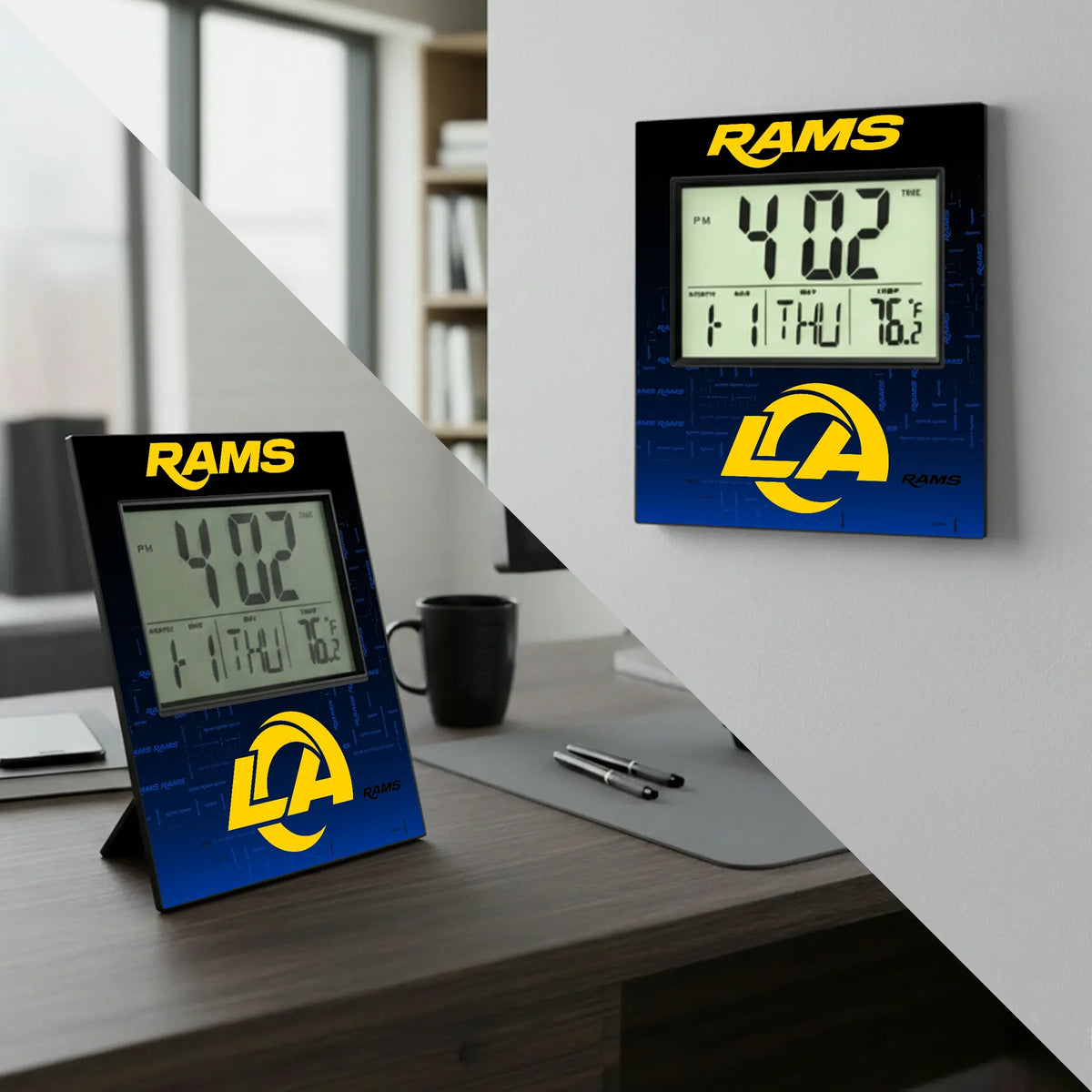 Los Angeles Rams Quadtile Wall Clock - Lifestyle