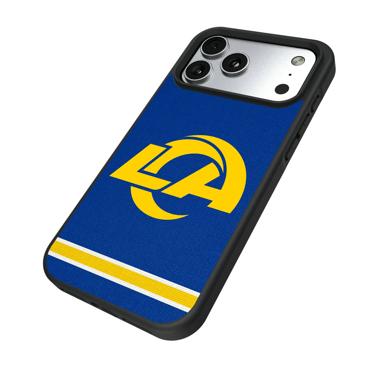 Los Angeles Rams Stripe iPhone Bump Phone Case for Apple iPhone - Isometric View#Device_iPhone 17 Pro Max