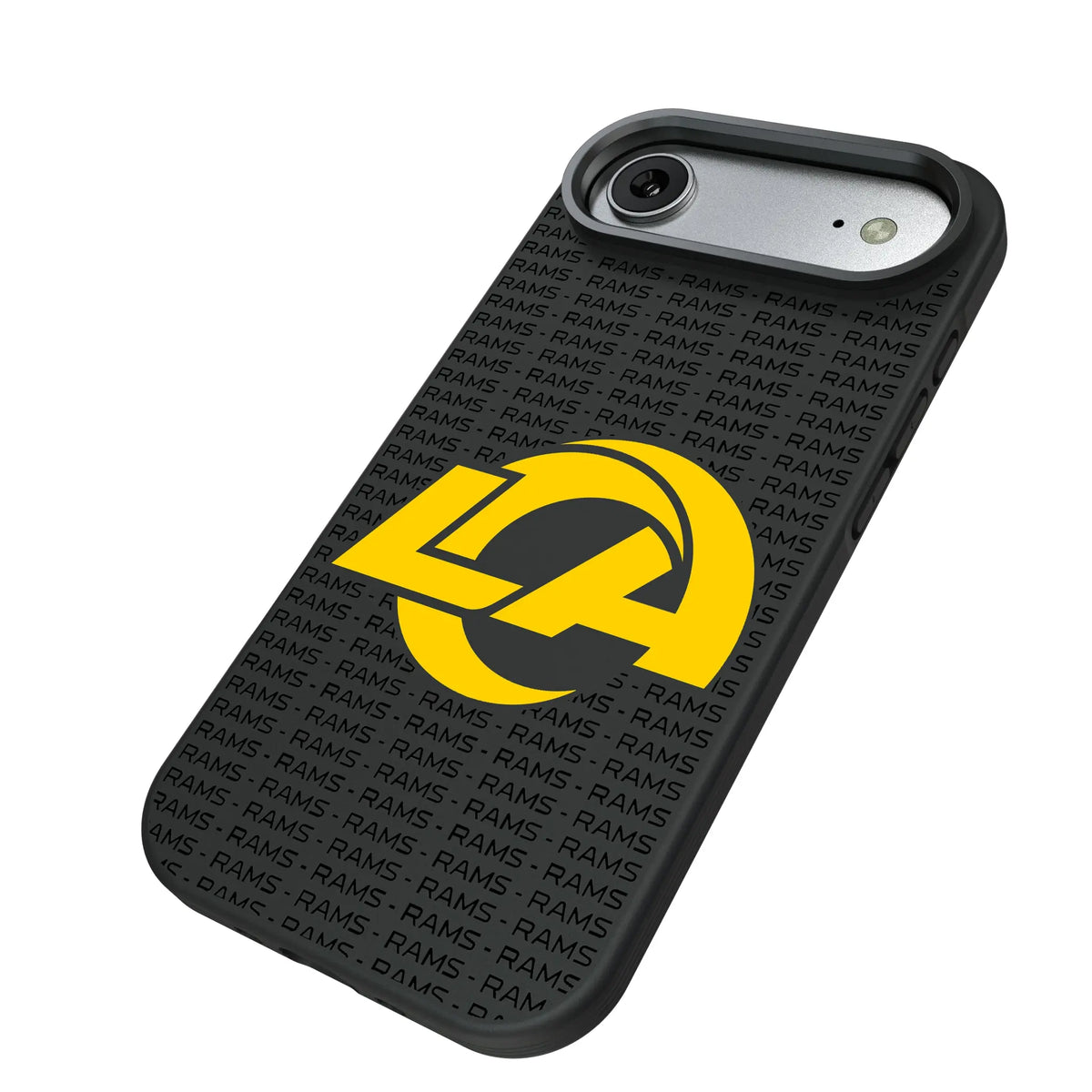 Los Angeles Rams Text Backdrop iPhone Bump Phone Case for Apple iPhone - Isometric View#Device_iPhone Air