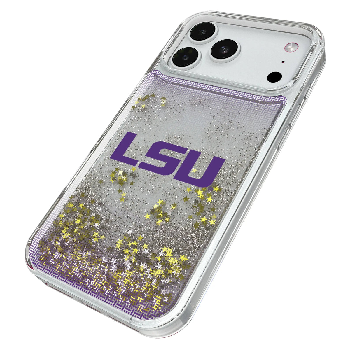 Louisiana State University Tigers Linen iPhone Glitter Phone Case for Apple iPhone - Isometric View#Device_iPhone 18 Pro Max