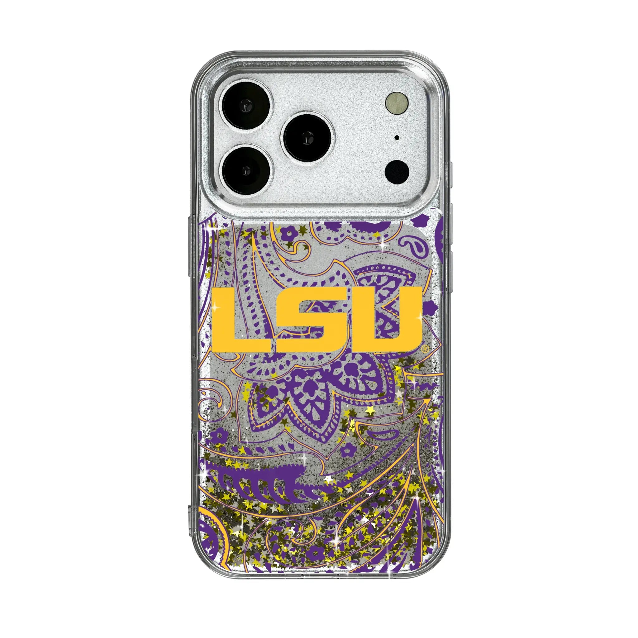 Louisiana State University Tigers Paisley iPhone Glitter Phone Case for Apple iPhone