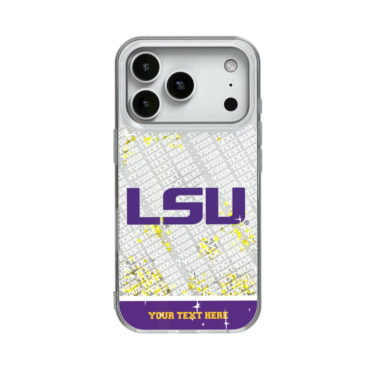 Louisiana State University Tigers Personalized EndZone Plus Glitter Phone Case for Apple iPhone