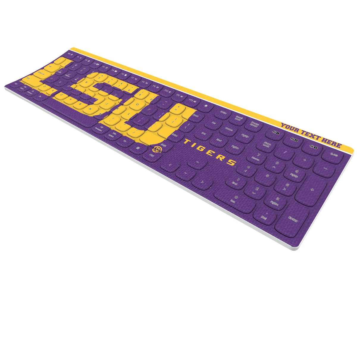 Louisiana State University Tigers Personalized Endzone Solid KKB605 Curved Wireless Keyboard - Isometric View