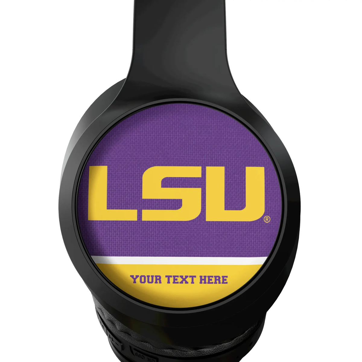 Louisiana State University Tigers Personalized Endzone Solid Wireless Over-Ear Headphones With Case - Detail