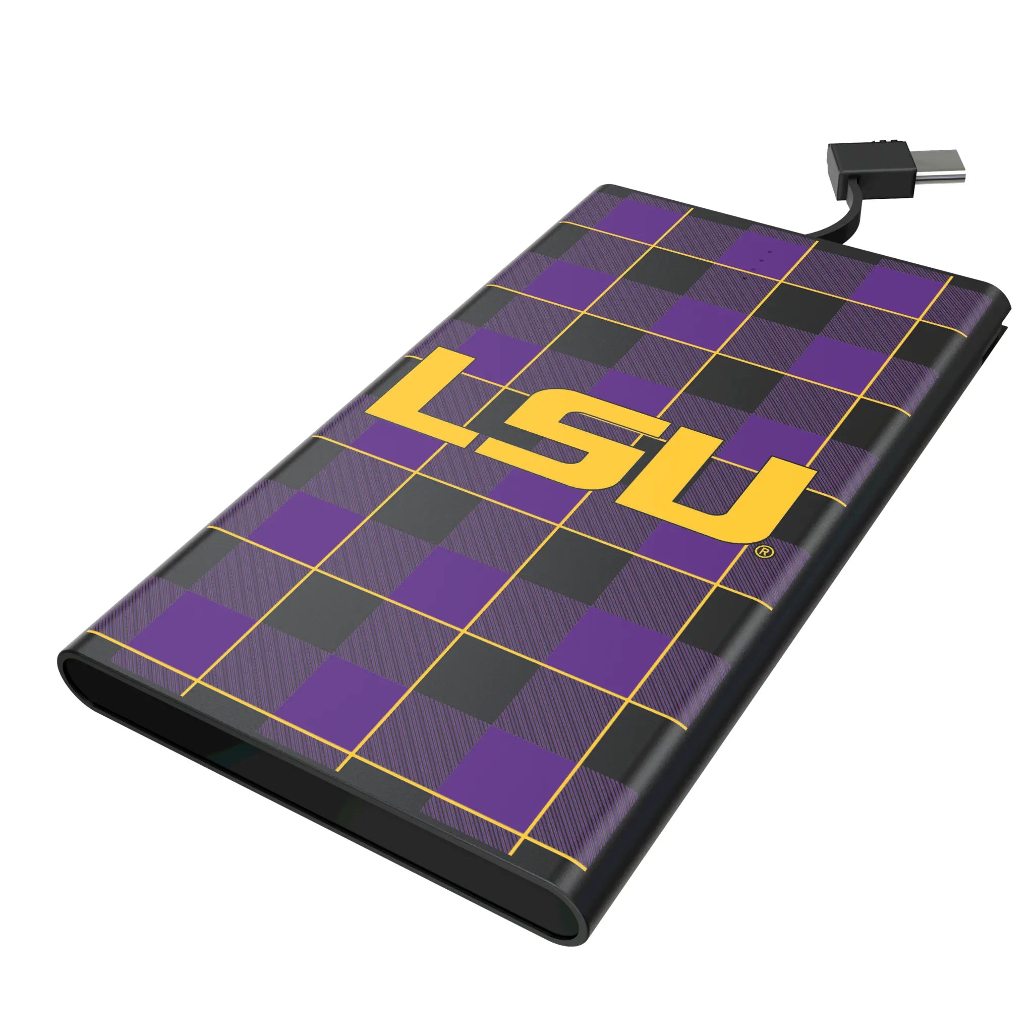 Louisiana State University Tigers Plaid 5000mAh Flat Power Bank