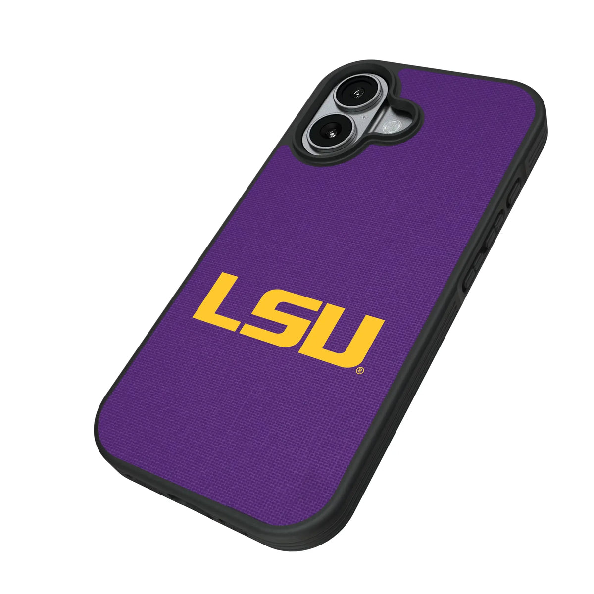 Louisiana State University Tigers Solid iPhone Bump Phone Case for Apple iPhone - Isometric View#Device_iPhone 17