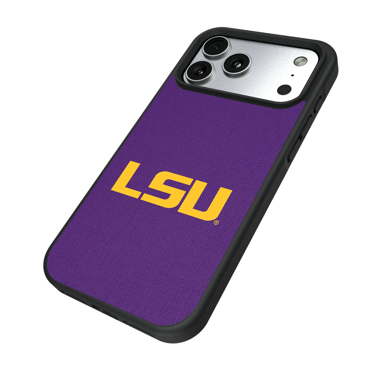 Louisiana State University Tigers Solid iPhone Bump Phone Case for Apple iPhone - Isometric View#Device_iPhone 17 Pro Max