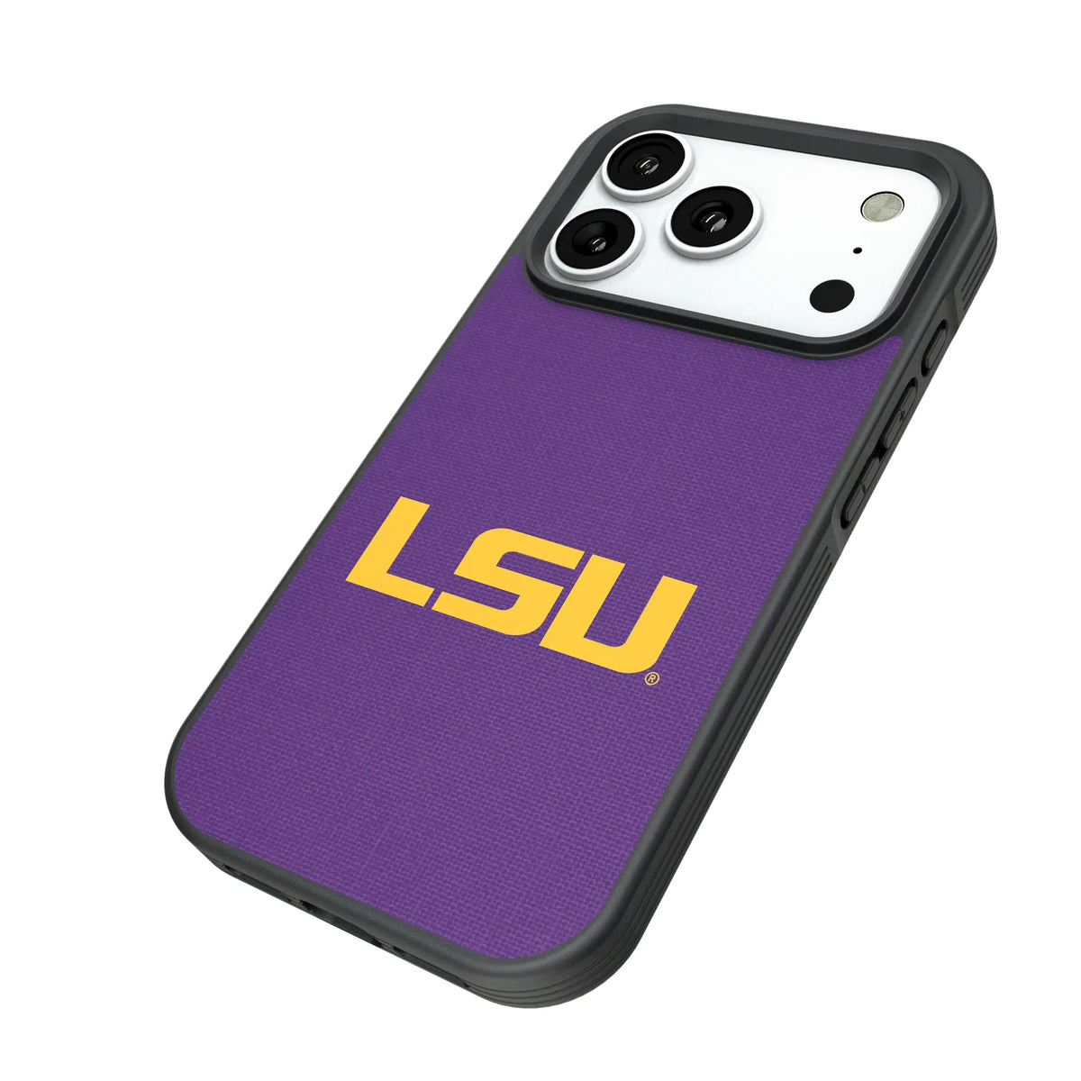 Louisiana State University Tigers Solid iPhone Bump Phone Case for Apple iPhone - Isometric View#Device_iPhone 18 Pro