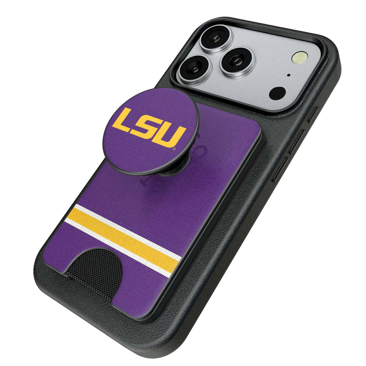 Louisiana State University Tigers Stripe Popsockets Wallet Magnetic - Isometric View
