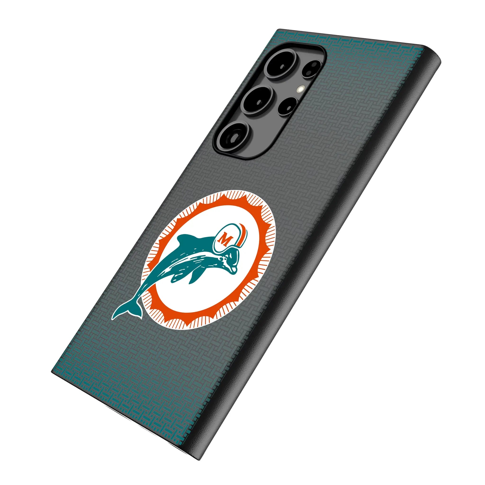 Miami Dolphins 1966-1973 Historic Collection Linen Galaxy MagSafe Compatible Phone Case for Samsung Galaxy - Isometric View